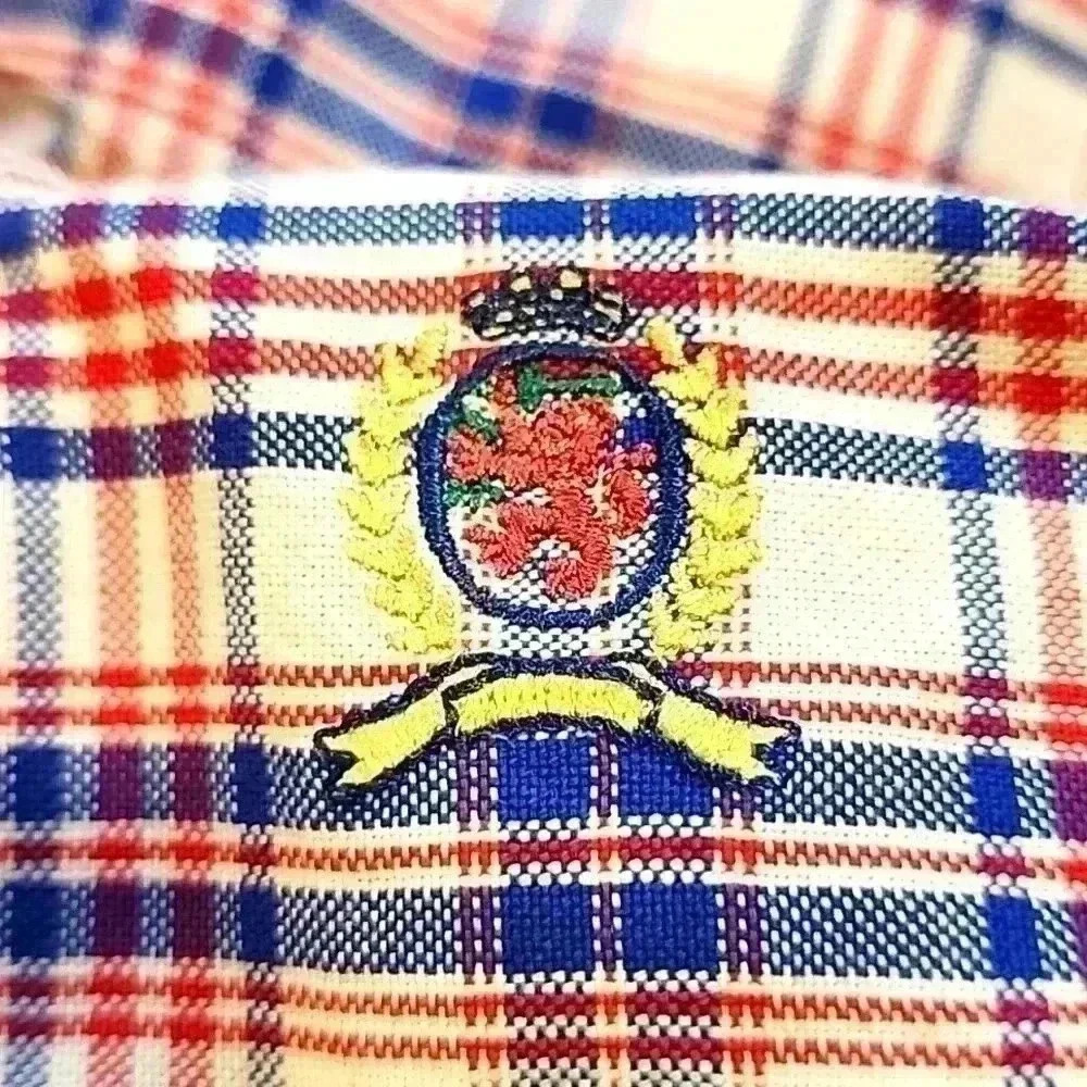 Vintage 90’s Tommy Hilfiger Crest Logo Plaid Men’s Button Down Shirt T623-619 - Picture 7 of 8